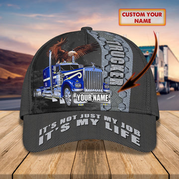 Trucker Eagle Blue Customized Name 3D Cap, Farmer Cap, Cap For Farmers, Best Farm Hat, Farm Use Hat