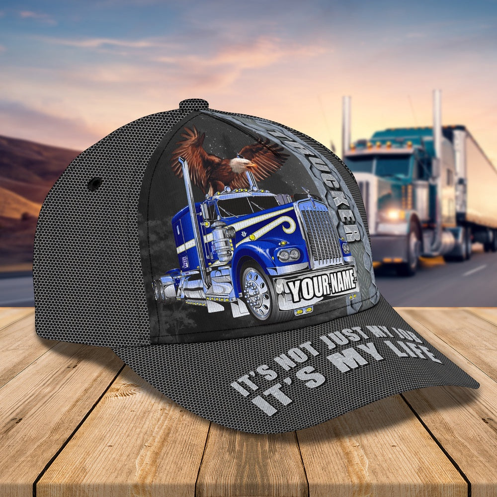 Trucker Eagle Blue Customized Name 3D Cap, Farmer Cap, Cap For Farmers, Best Farm Hat, Farm Use Hat