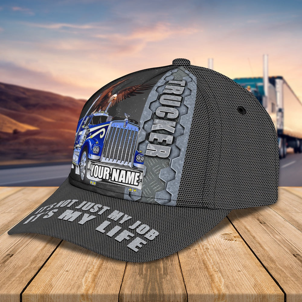 Trucker Eagle Blue Customized Name 3D Cap, Farmer Cap, Cap For Farmers, Best Farm Hat, Farm Use Hat