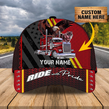 Trucker Ride With Pride Customized Name 3D Cap, Farmer Cap, Cap For Farmers, Best Farm Hat, Farm Use Hat