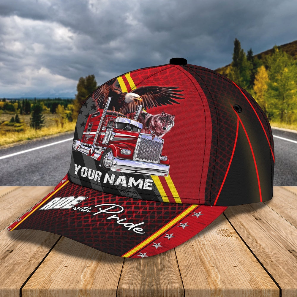 Trucker Ride With Pride Customized Name 3D Cap, Farmer Cap, Cap For Farmers, Best Farm Hat, Farm Use Hat