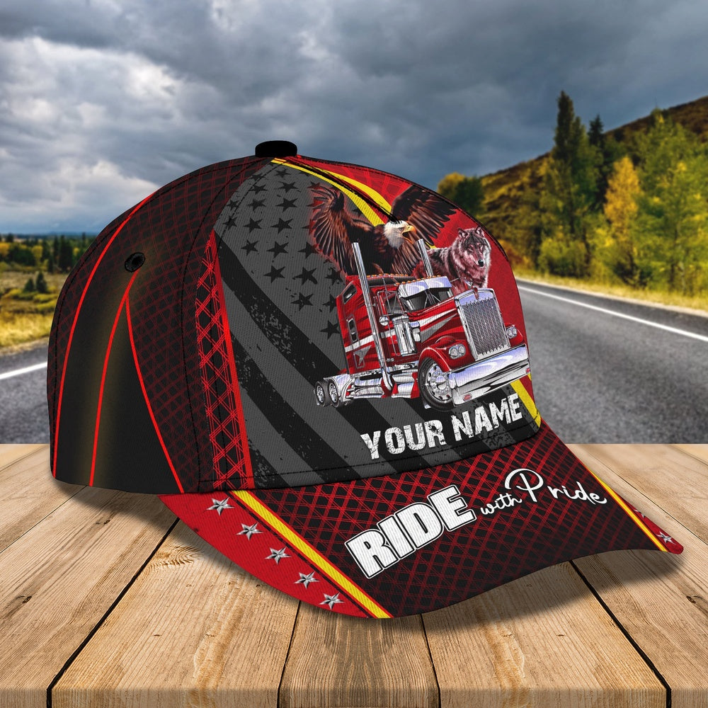 Trucker Ride With Pride Customized Name 3D Cap, Farmer Cap, Cap For Farmers, Best Farm Hat, Farm Use Hat