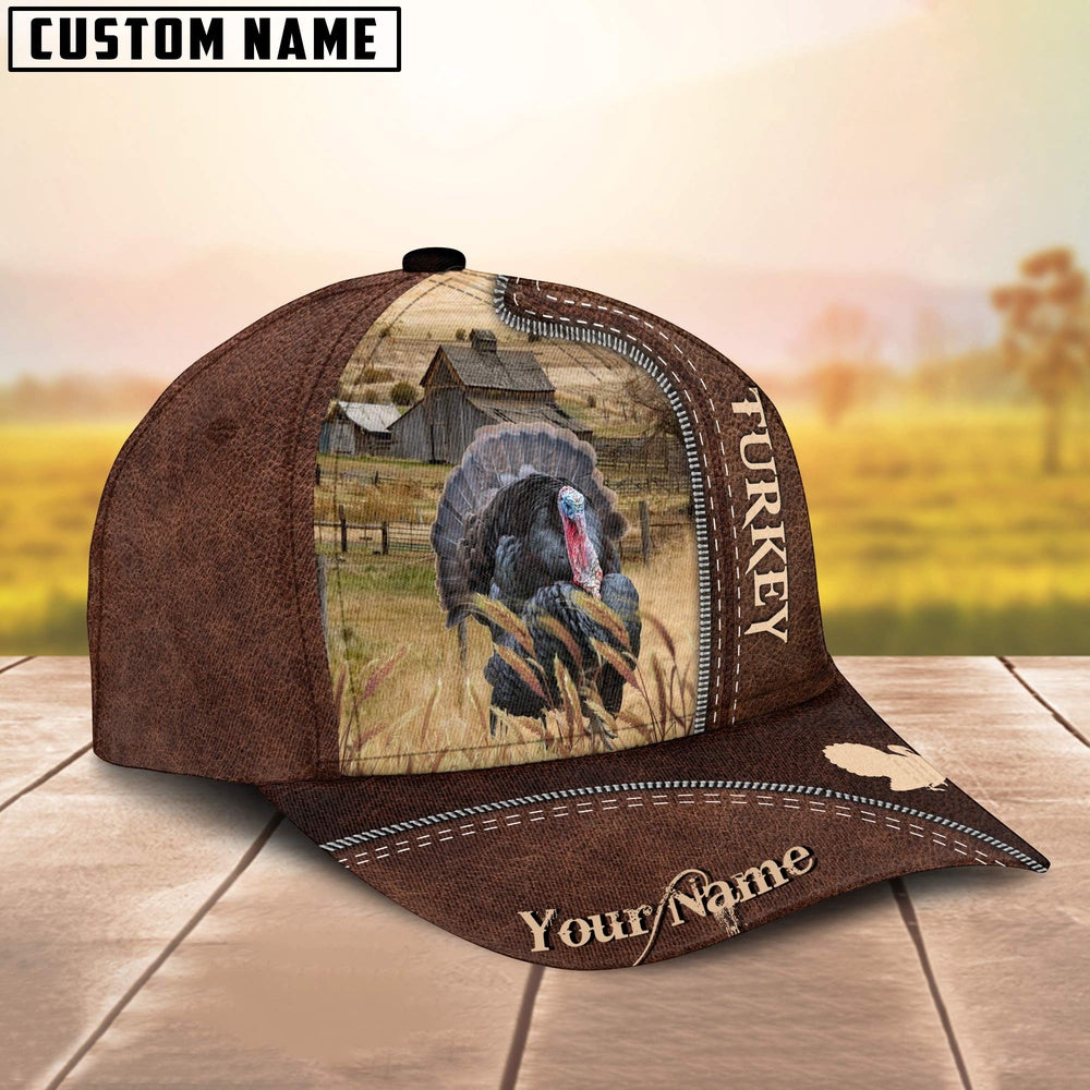 Turkey Customized Name Leather Pattern Cap, Farmer Cap, Cap For Farmers, Best Farm Hat, Farm Use Hat