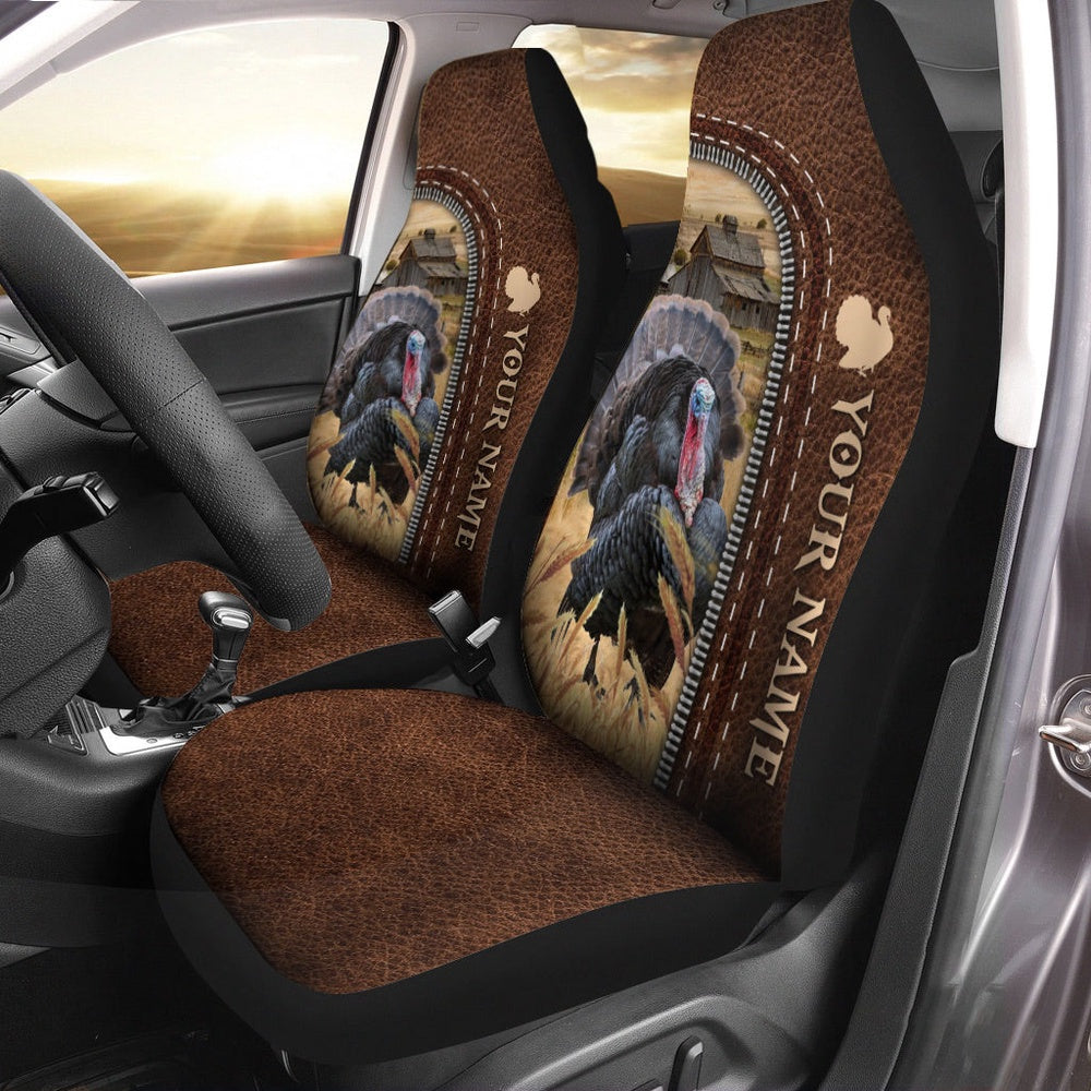 Turkey Personalized Name Leather Pattern Car Seat Cover, Car Seat Cover, Farm Car Seat Cover, Pet Seat Covers