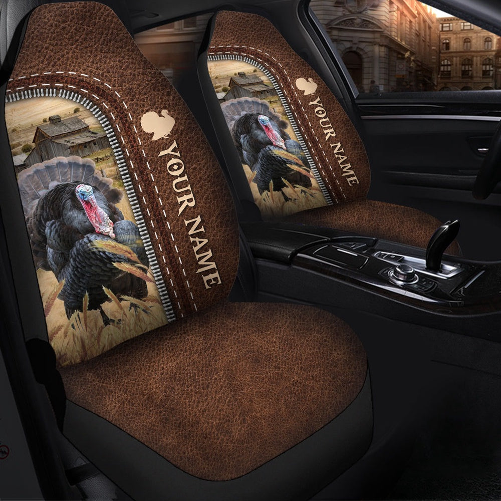 Turkey Personalized Name Leather Pattern Car Seat Cover, Car Seat Cover, Farm Car Seat Cover, Pet Seat Covers