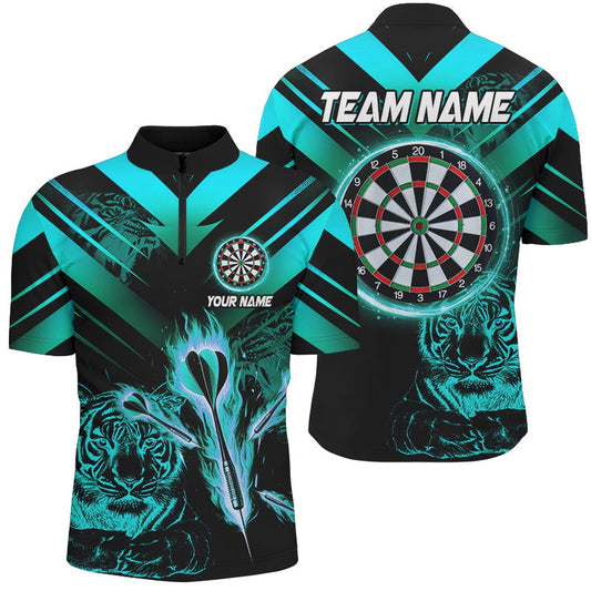 Turquoise Arrow Fire Custom Tiger Darts Shirts For Men, Darts League Team Shirts Dart Jersey, Darts Team Jersey Shirt