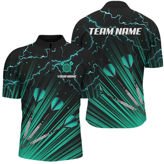 Turquoise Dart Arrow Lightning Custom Darts Jersey, Jerseys Shirts For Men, Darts Jerseys Unifor, Darts Team Jersey Shirt