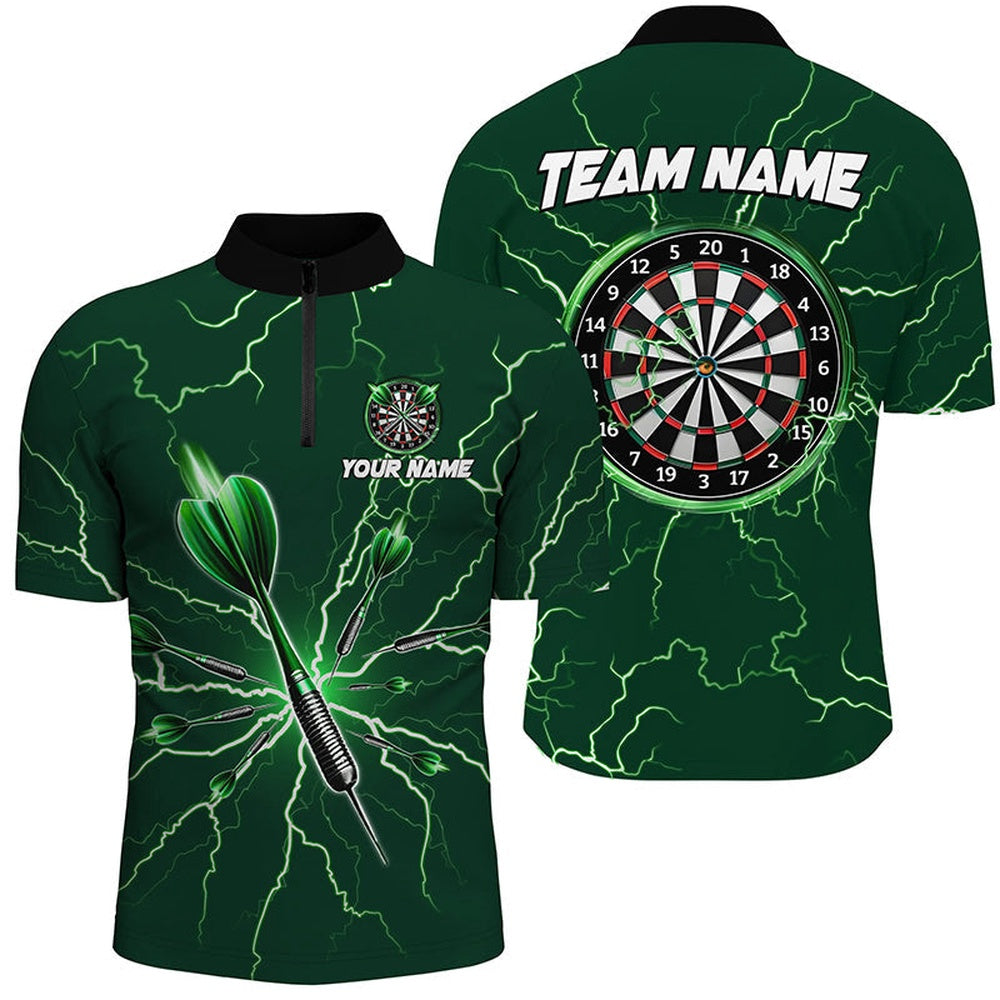 Turquoise Darts Thunder Lightning 3D Dart Jerseys Custom Dart Shirts For Men Dart Jersey, Darts Team Jersey Shirt