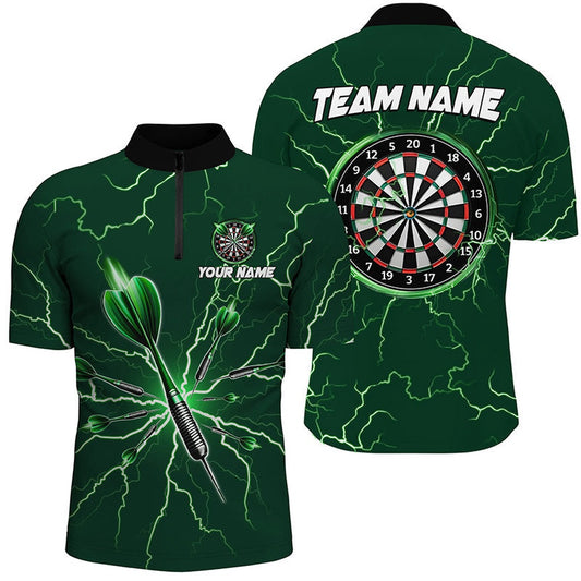 Turquoise Darts Thunder Lightning 3D Dart Jerseys Custom Dart Shirts For Men Dart Jersey, Darts Team Jersey Shirt