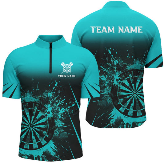 Turquoise Grunge Dart Jersey Shirts For Men Custom Retro Darts Board Team Dart Jersey, Darts Team Jersey Shirt