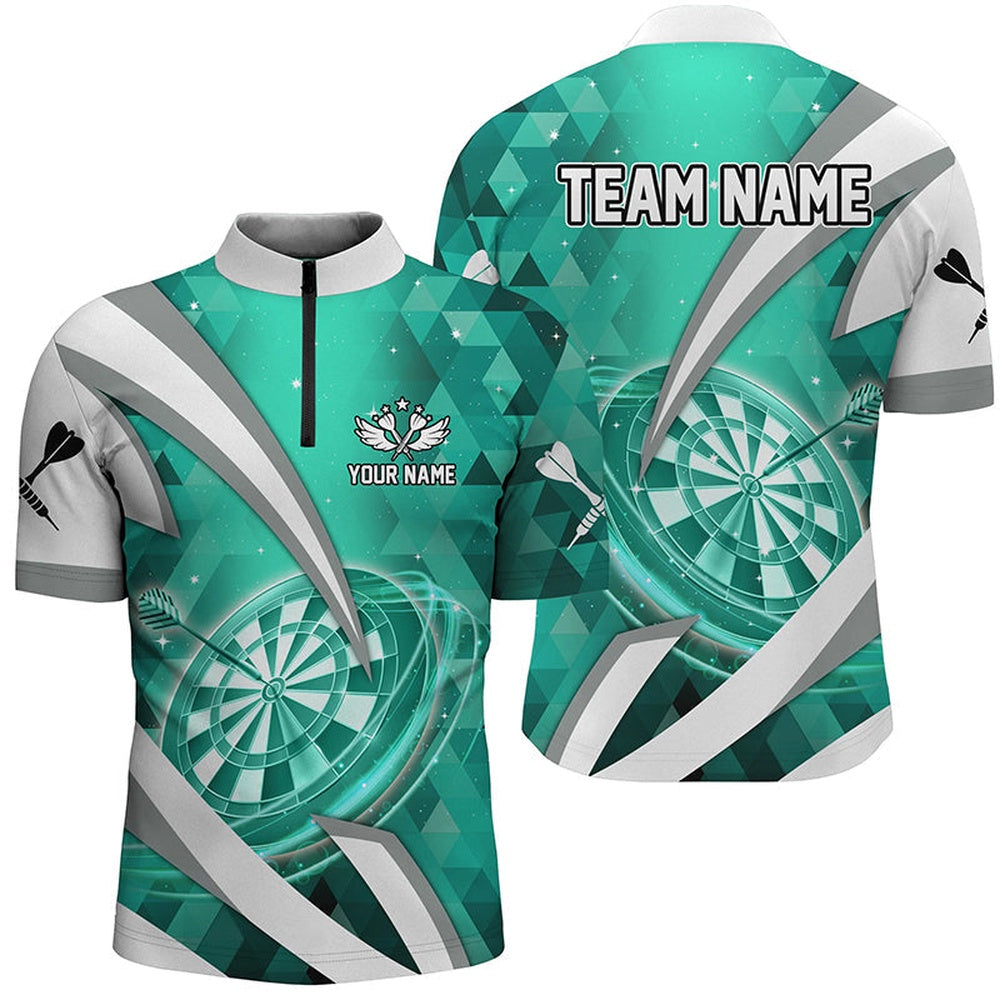 Turquoise Jersey Darts Board 3D Men Dart Jersey Shirt Custom Team League Darts Shir, Darts Team Jersey Shirt