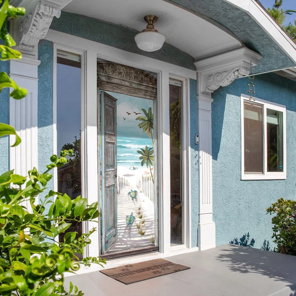 Turtle Beach Scene Door Cover, Unique Gifts Doorcover, Christmas Gift Decor For Friends, Christmas Gift Decor