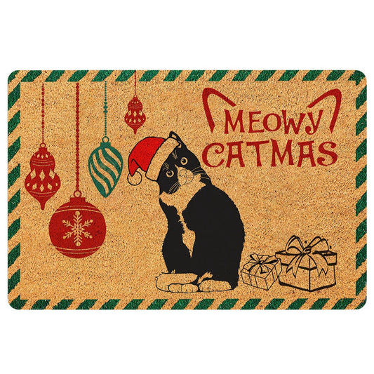 Tuxedo Cat Welcome Doormat, tuxedo cat funny pet lover christmas xmas noel unique idea Welcome Doormat, Indoor Outdoor Doormat Home Decor
