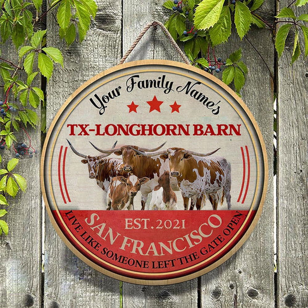 Tx Longhorn Live Like Someone Left The Gate Open Custom Happy Halloween Wooden Sign, Farm Wood Sign, Farm House Wood Signs