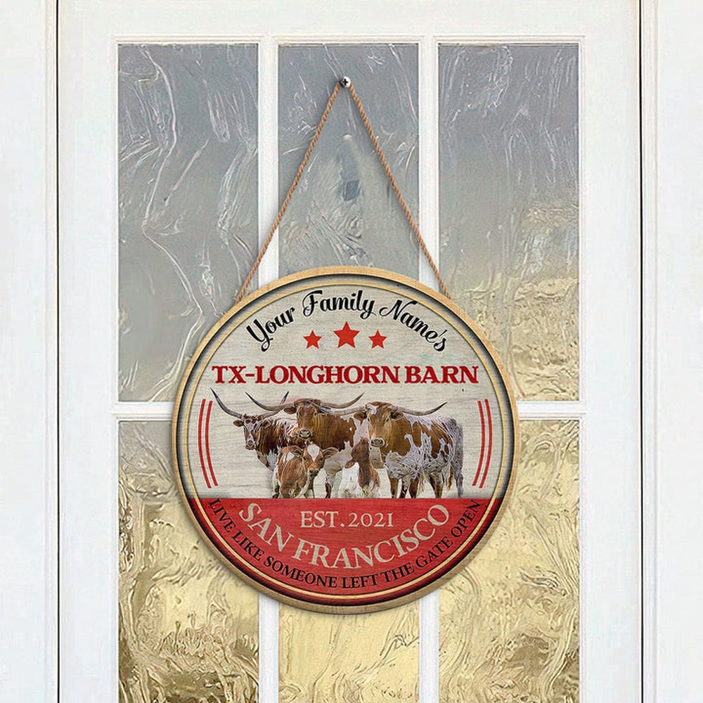 Tx Longhorn Live Like Someone Left The Gate Open Custom Happy Halloween Wooden Sign, Farm Wood Sign, Farm House Wood Signs