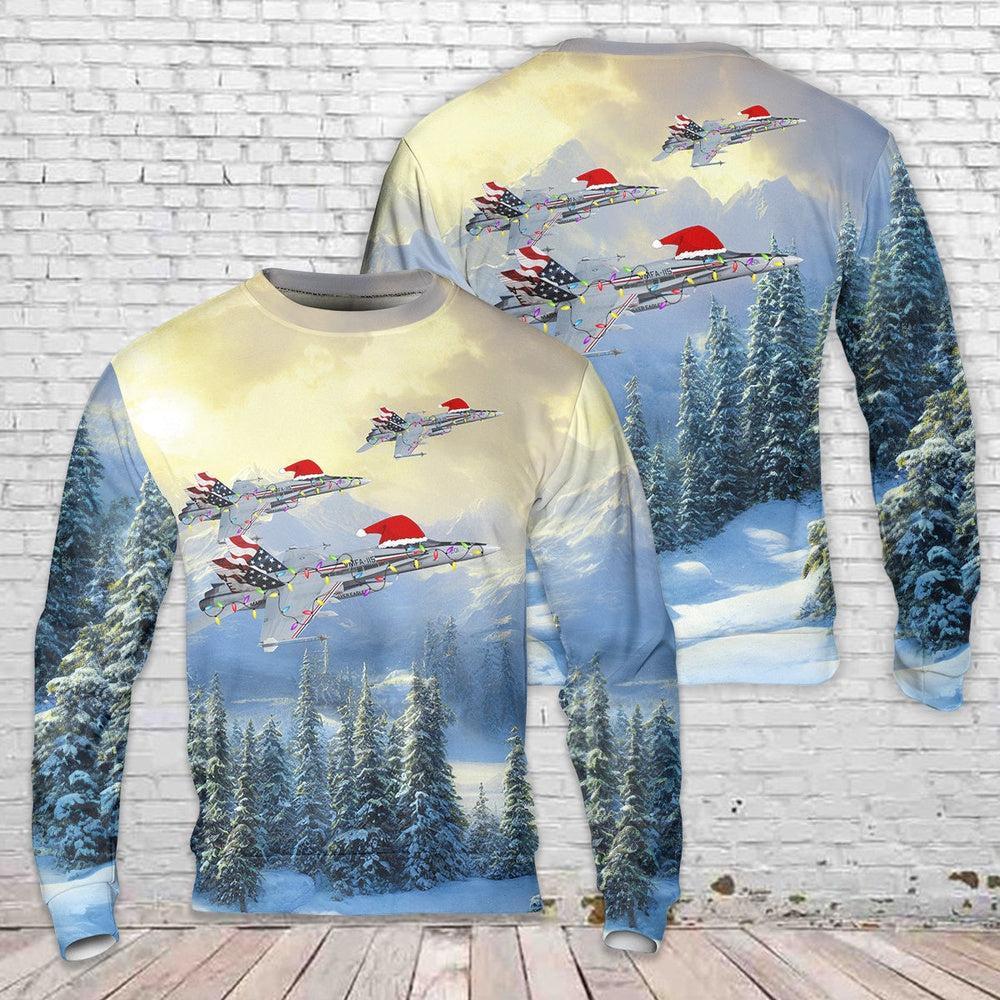 U.S. Marine Corps McDonnell Douglas FA-18C Hornet Silver Eagle Christmas Sweater, Christmas Ugly Sweater, Sweater Xmas, Ugly Sweater