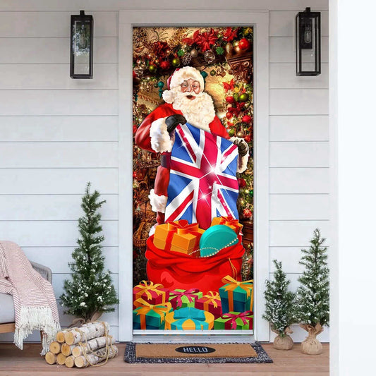 UK Christmas Santa Laughing Door Cover, Christmas Outdoor Decoration, Christmas Gift Decor