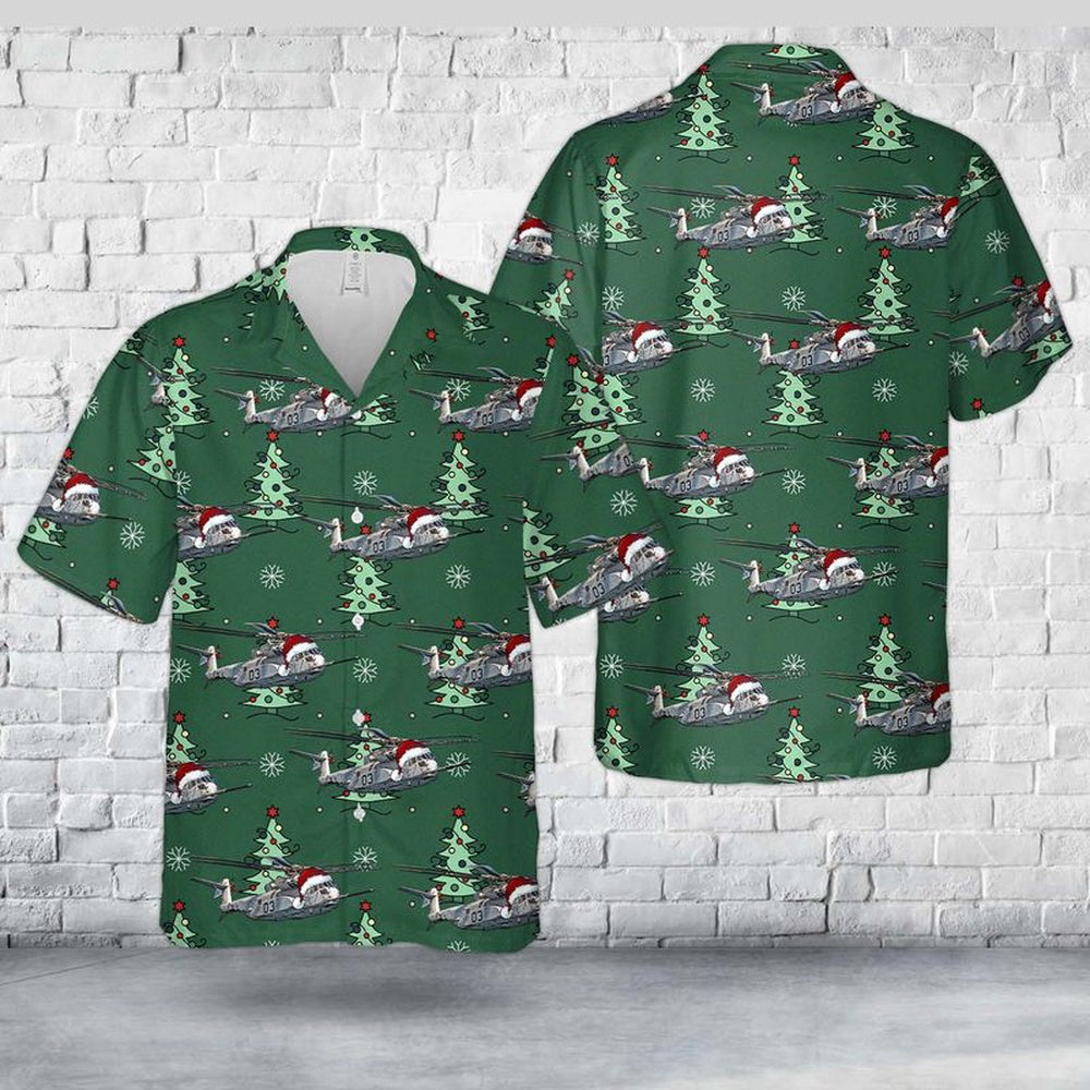 USMC Sikorsky CH-53K King Stallion Christmas Hawaiian Shirt, Xmas Hawaiian Shirts, Christmas Aloha Shirts