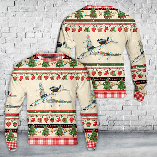 US Air Force E-3 Sentry Airborne Warning and Control System (AWACS) Christmas AOP Sweater, Christmas Ugly Sweater, Sweater Xmas, Ugly Sweater