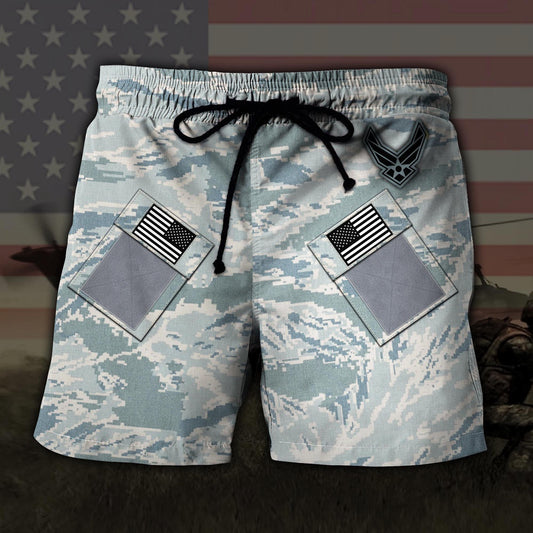 US Air Force US MilitaryAmerican Camo Hawaiian Short, Short Military, Short Beach, Us Military Shorts
