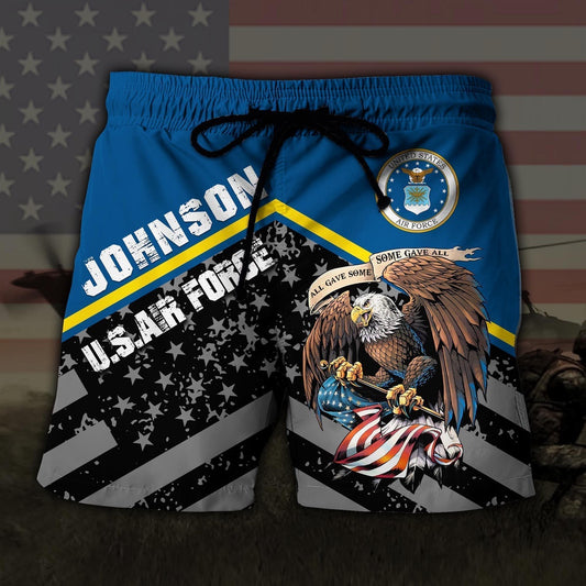 US Air Force US MilitaryEagle And American Flag Hawaiian Short, Short Military, Short Beach, Us Military Shorts