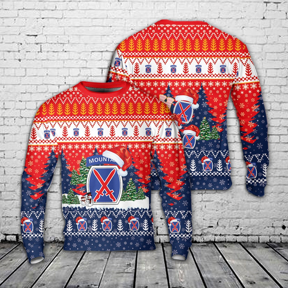 US Army 10th Mountain Division Christmas Sweater, Christmas Ugly Sweater, Sweater Xmas, Ugly Sweater