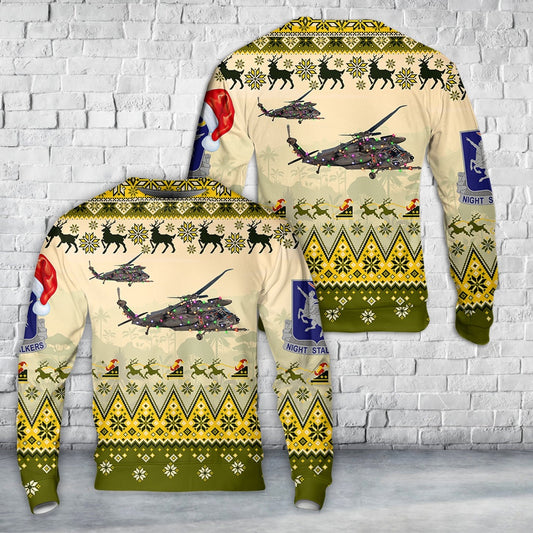 US Army 160th SOAR MH-60K Black Hawk Christmas AOP Sweater, Christmas Ugly Sweater, Sweater Xmas, Ugly Sweater