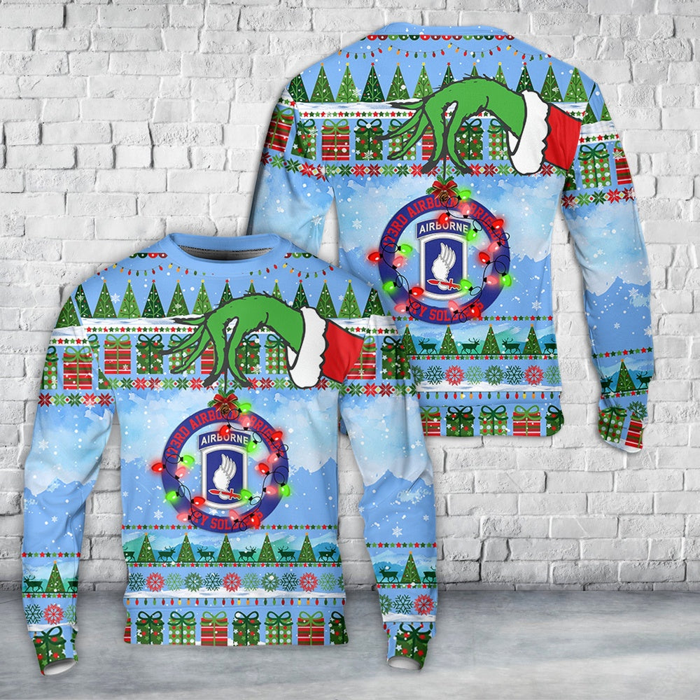 US Army 173rd Airborne Brigade Sky Soldiers Christmas AOP Sweater, Christmas Ugly Sweater, Sweater Xmas, Ugly Sweater