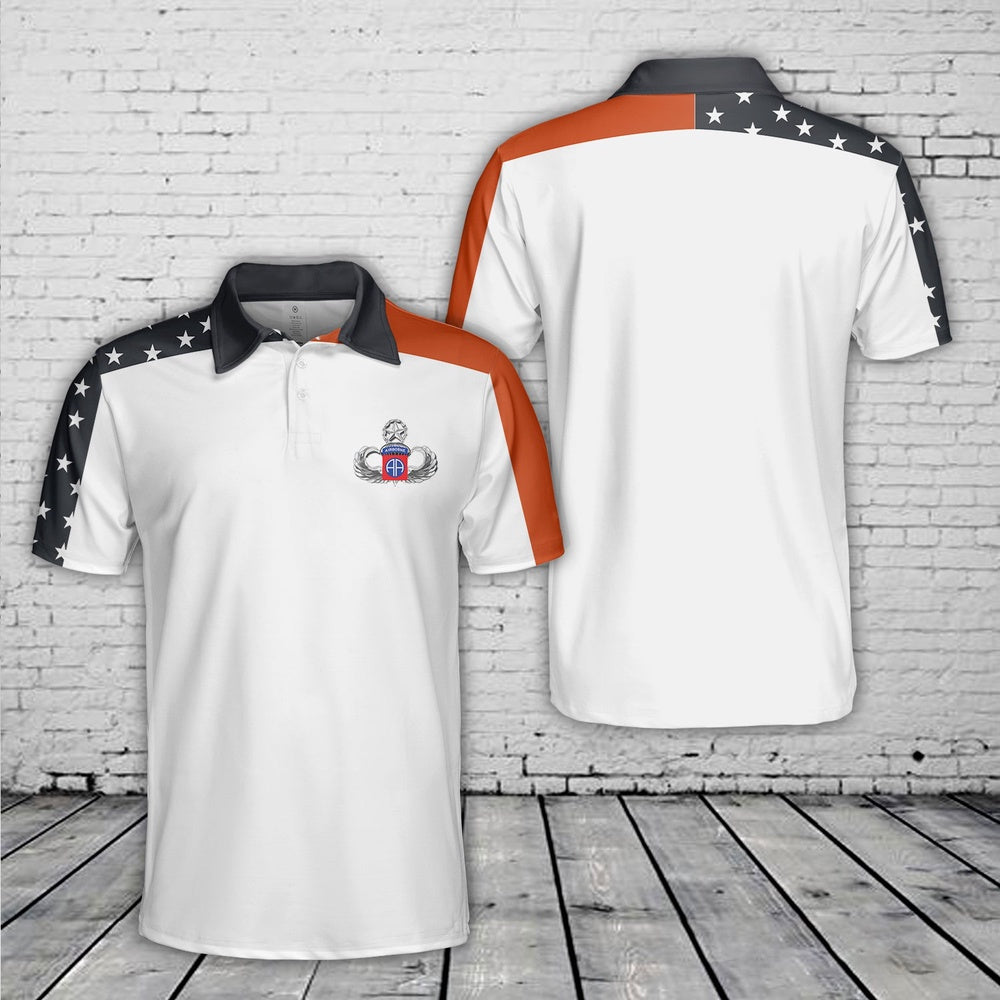 US Army 82nd Airborne Master Jump Wings Polo Shirt, Veteran Polo Shirt