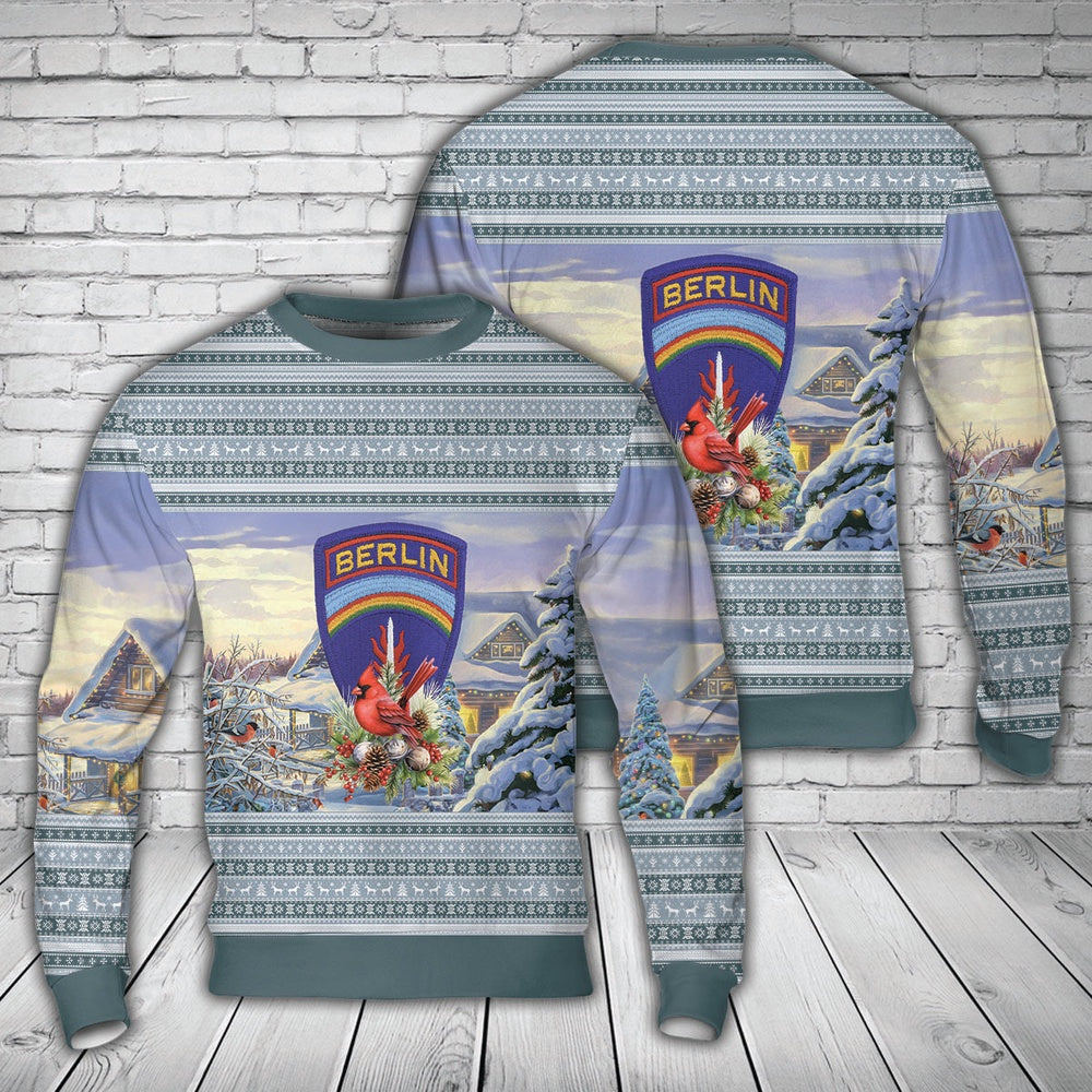 US Army Berlin Brigade Christmas AOP Sweater, Christmas Ugly Sweater, Sweater Xmas, Ugly Sweater