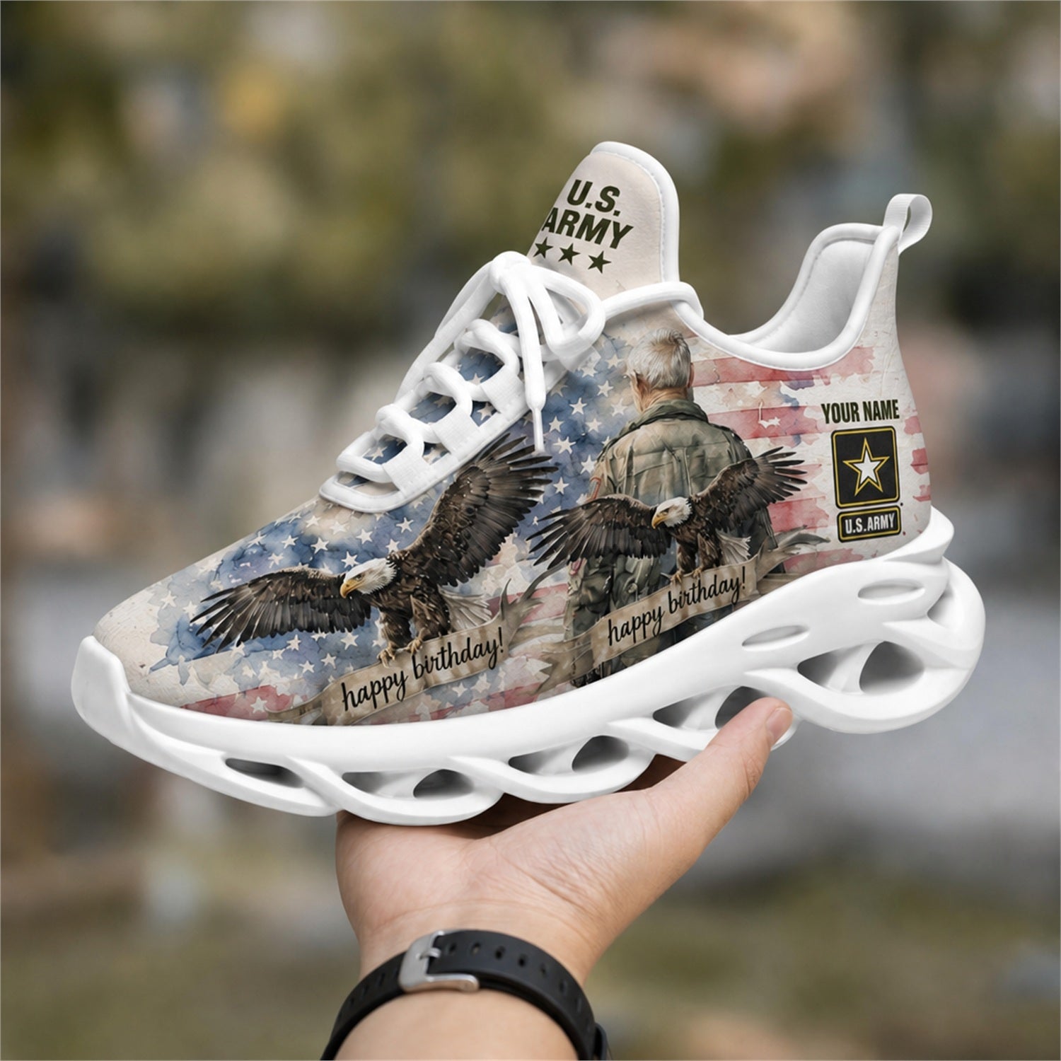 Custom Name US Army Eagle Max Soul Shoes, Veteran Sneaker