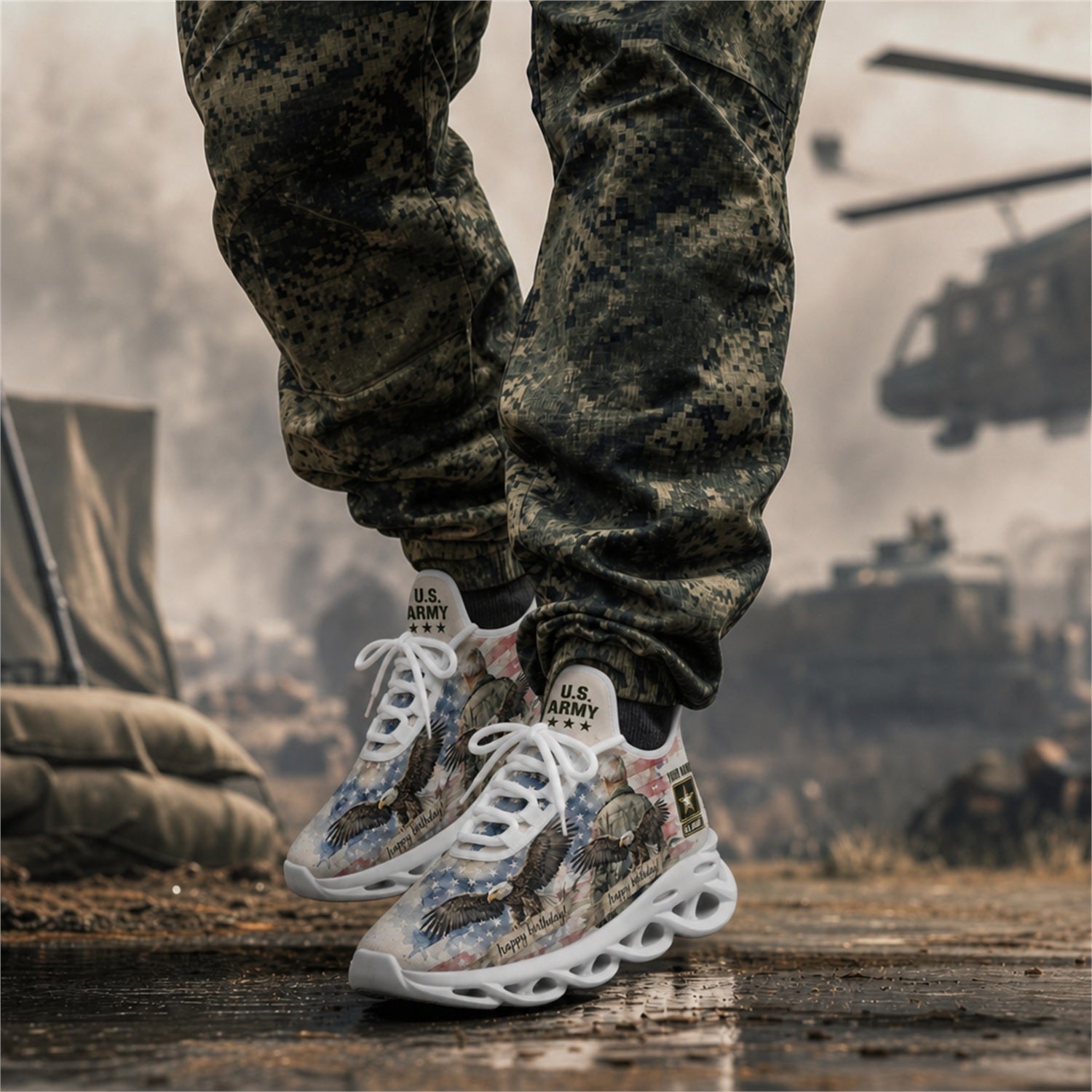 Custom Name US Army Eagle Max Soul Shoes, Veteran Sneaker