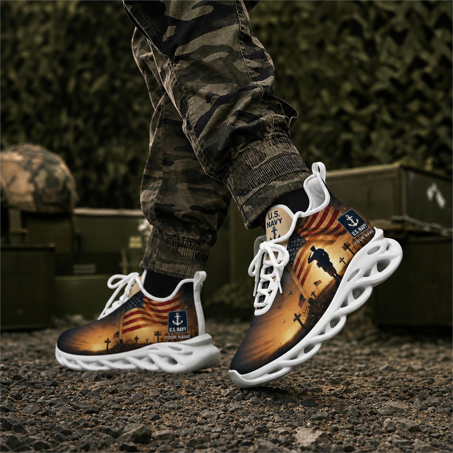 Custom Name US Army Memorial Soldier Max Soul Shoes, Veteran Sneaker