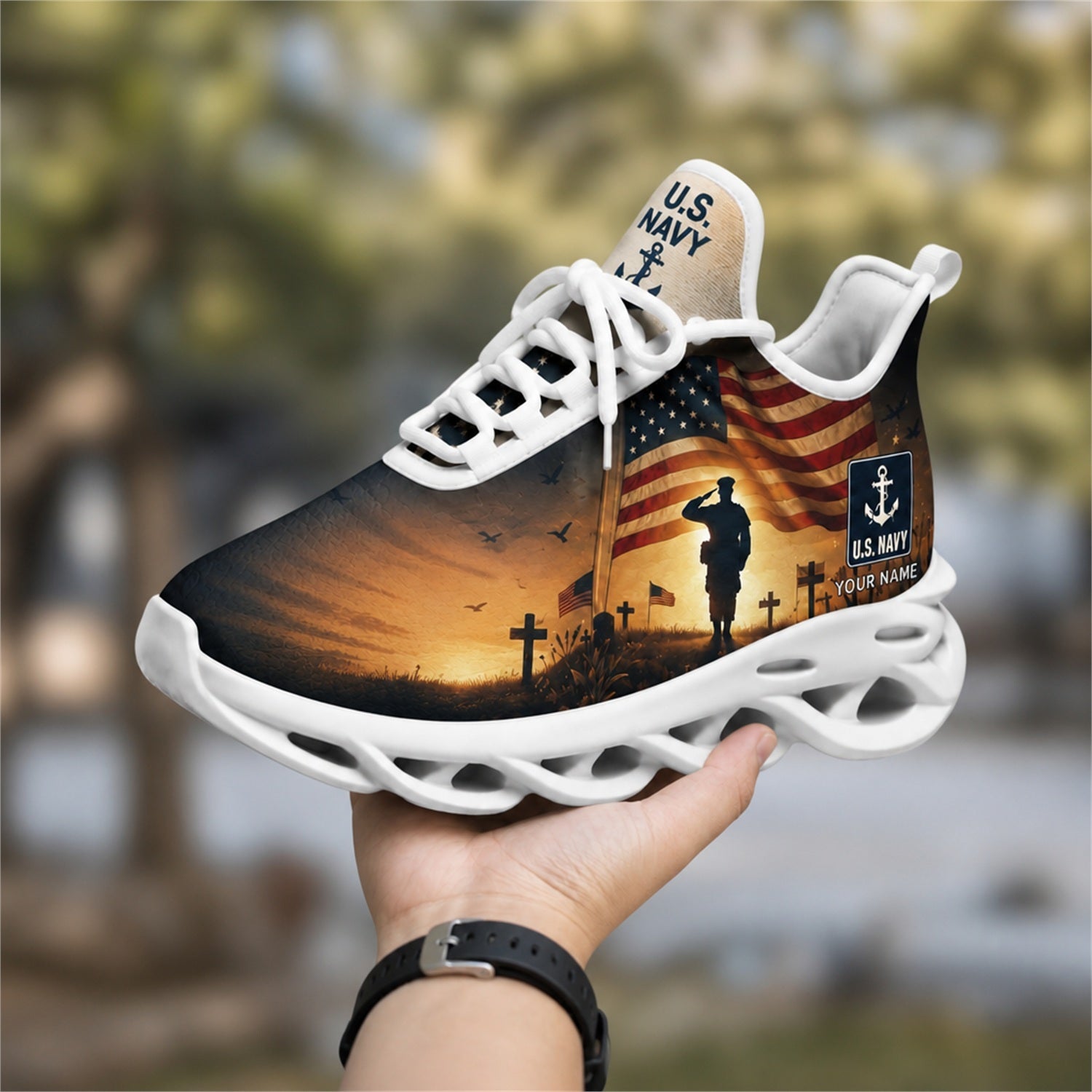 Custom Name US Army Memorial Soldier Max Soul Shoes, Veteran Sneaker