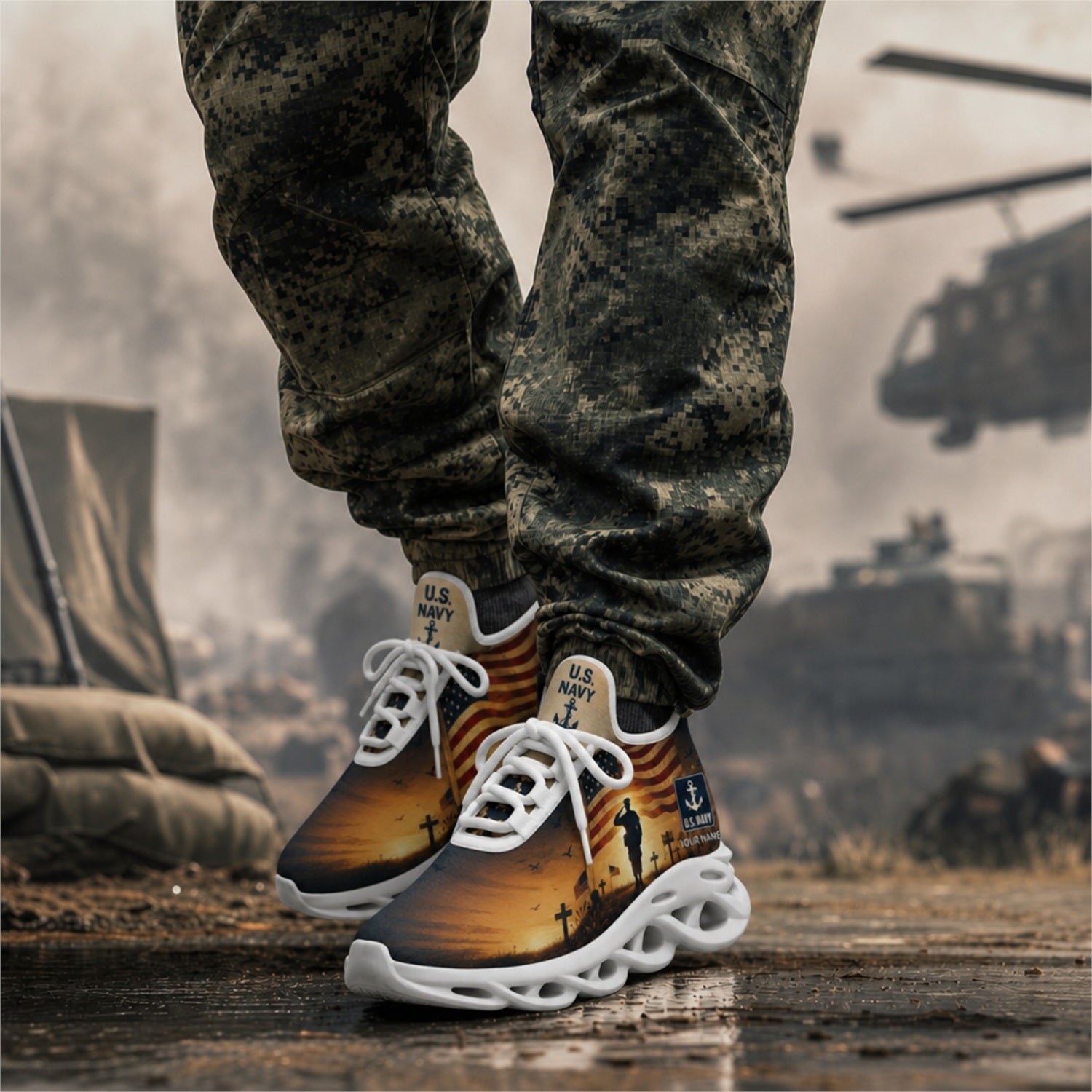 Custom Name US Army Memorial Soldier Max Soul Shoes, Veteran Sneaker