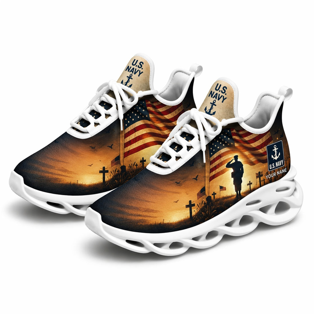 Custom Name US Army Memorial Soldier Max Soul Shoes, Veteran Sneaker