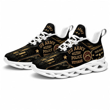 Custom Name US Army Military Police Veteran Max Soul Shoes, Veteran Sneaker