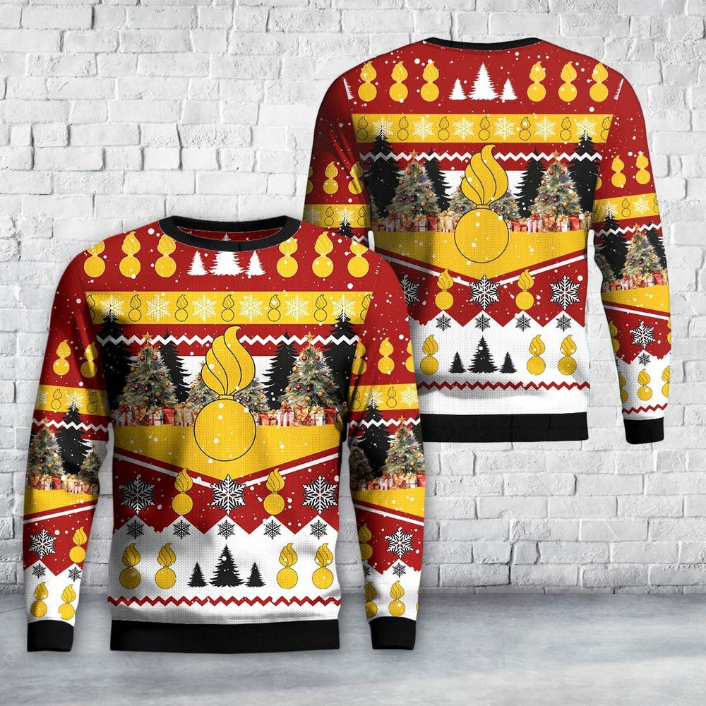 US Army Ordnance Branch Insignia Christmas AOP Knitted Sweater, Christmas Ugly Sweater, Sweater Xmas, Ugly Sweater