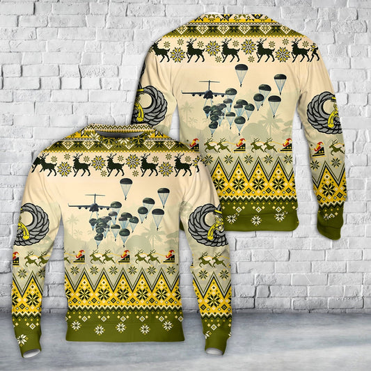 US Army Paratroopers With 118th Military Police Company Airborne Parachute Christmas Sweater, Christmas Ugly Sweater, Sweater Xmas