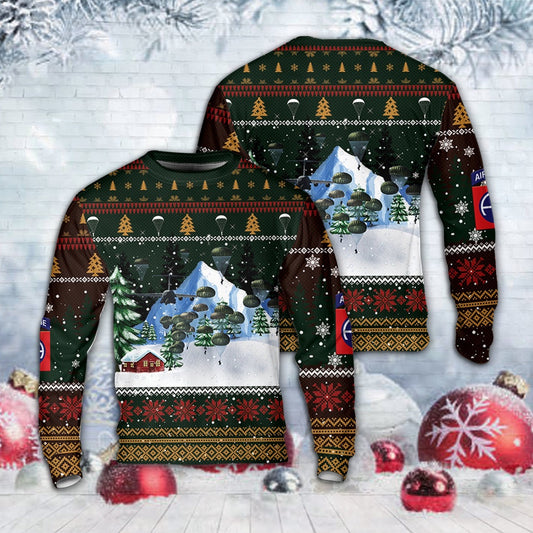 US Army Paratroopers With The 82nd Airborne Division Parachute Christmas AOP Sweater, Christmas Ugly Sweater, Sweater Xmas, Ugly Sweater