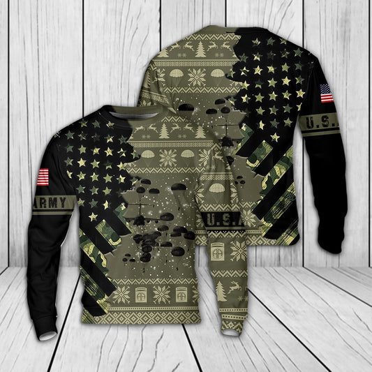 US Army Paratroopers With The 82nd Airborne Division Parachute Christmas Sweater, Christmas Ugly Sweater, Sweater Xmas, Ugly Sweater