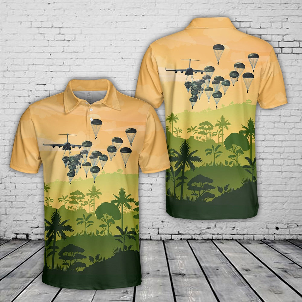 US Army Paratroopers With The 82nd Airborne Division Parachute Polo Shirt, Veteran Polo Shirt