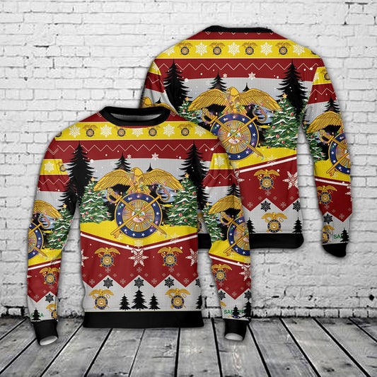 US Army Quartermaster Corps Branch Insignia Christmas AOP Knitted Sweater, Christmas Ugly Sweater, Sweater Xmas, Ugly Sweater