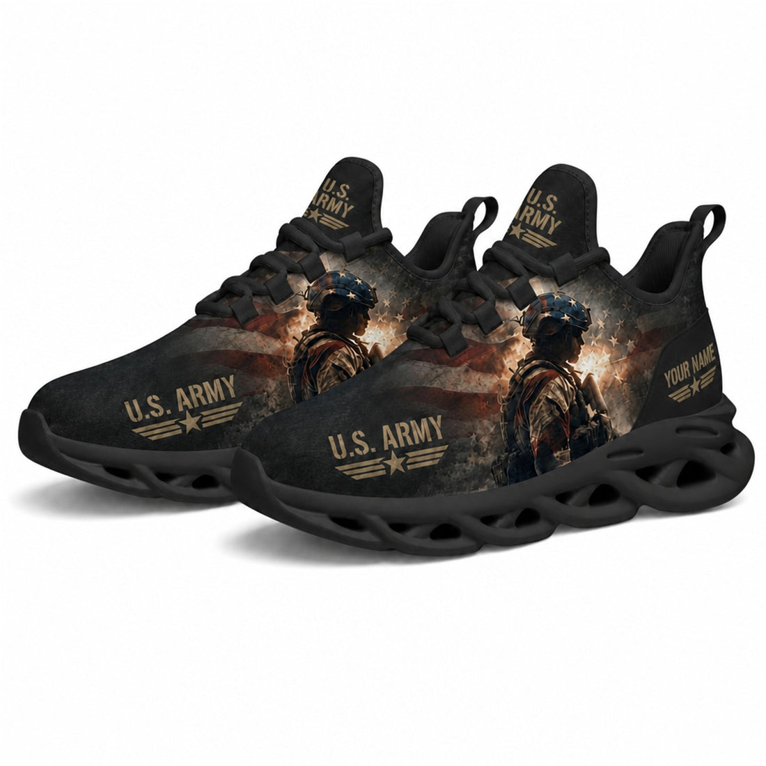 Custom Name US Army Soldier Max Soul Shoes, Veteran Sneaker