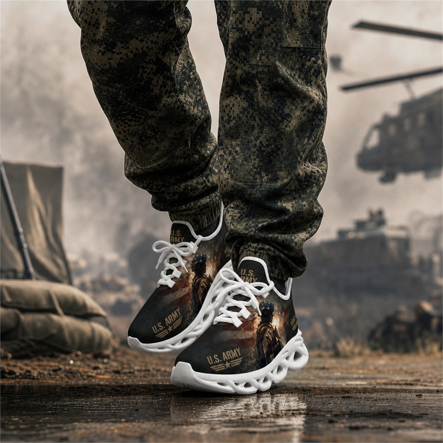 Custom Name US Army Soldier Max Soul Shoes, Veteran Sneaker