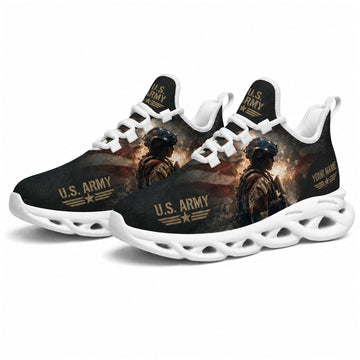 Custom Name US Army Soldier Max Soul Shoes, Veteran Sneaker