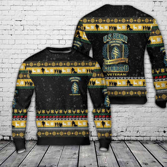 US Army Special Forces Airborne Veteran Christmas AOP Sweater, Christmas Ugly Sweater, Sweater Xmas, Ugly Sweater