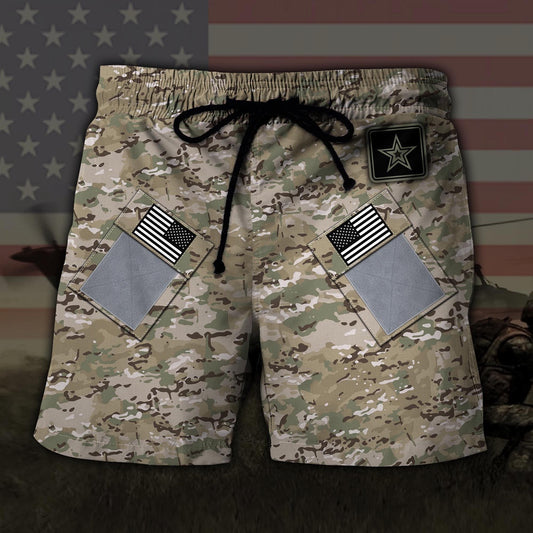 US Army US MilitaryAmerican Camo Hawaiian Short, Short Military, Short Beach, Us Military Shorts