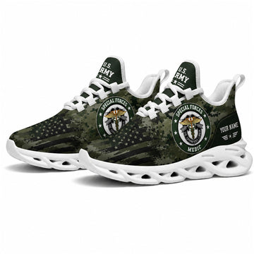 Custom Name US Army Veteran Camo Max Soul Shoes, Veteran Sneaker