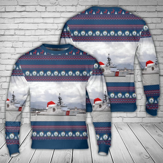 US Coast Guard Cutter Ship USCGC Waesche (WMSL-751) Christmas Sweater, Christmas Ugly Sweater, Sweater Xmas, Ugly Sweater